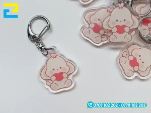 Móc khoá mica in UV hoạ tiết dễ thương