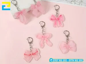 Móc khoá đẹp chop nữ hoạt tiết nơ màu hồng