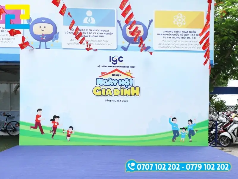 Background ngày hội gia đình trang trí trường học