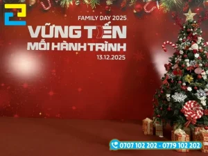 Background Family Day tone màu đỏ theo phong cách Giáng Sinh