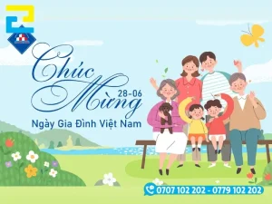 Mẫu background gia đình hình hoạt hình dễ thương