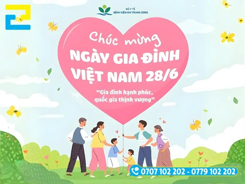 Background Ngày gia đình Việt Nam kết hợp trái tim hồng cỡ lớn tinh tế