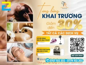 Brop, background khai trương spa kèm theo mã QR liên hệ