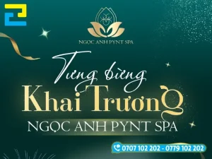 Background khai trương spa xanh đậm - vàng gold nổi bật