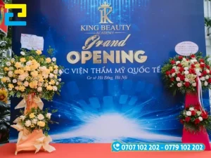 Background dựng làm sân khấu, phông nền chụp ảnh lễ khai trương