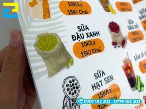 Ứng dụng decal bồi formex làm menu cho các tiệm trà sữa tại Nha Trang