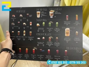 Decal sữa cán formex được ưa chuộng làm menu chắc chắn, thẩm mỹ
