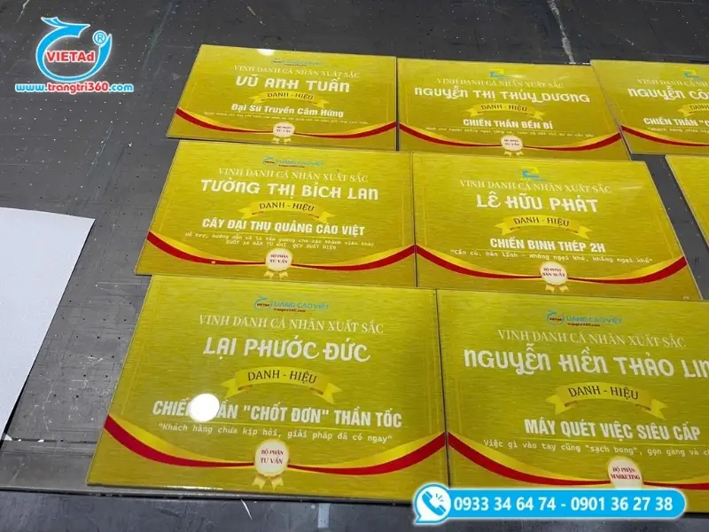 Bằng khen mica trong được thiết kế và in ấn chỉn chu bởi In Ấn 2H
