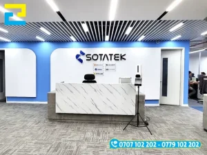 In Ấn Quảng Cáo 2H là địa chỉ in backdrop, background quầy lễ tân giá hợp lý