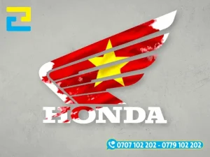Mẫu decal thiết kế trên nền đồ họa cờ Việt Nam dùng cho in ấn và dán xe