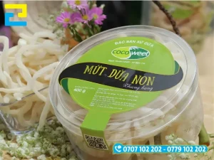 In tem nhãn mứt dừa non trên giấy couche