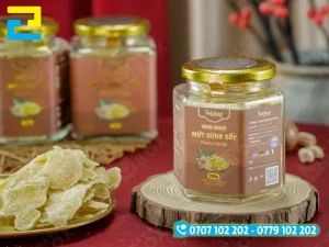 Trên tem nhẫn mứt gừng in đầy đủ thông tin về sản phẩm