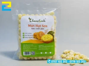 Tem nhãn mứt hạt sen in trên decal nhựa sữa