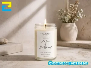 Phong cách bao bì chữ viết tay chất liệu decal nhựa sữa của tem nhãn nến thơm