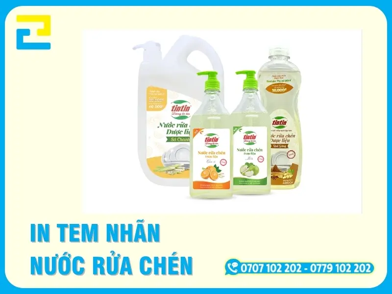 In Tem Nhãn Nước Rửa Chén – Decal PP Chống Hóa Chất, Giao 2 Giờ | In Ấn 2H