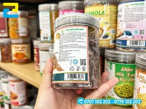 Tên sản phẩm, thành phần, khối lượng in tem nhãn ô mai