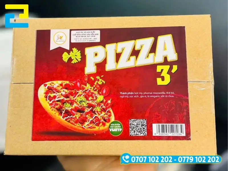 In tem nhãn pizza cắt bế die-cut tròn, vuông, chữ nhật
