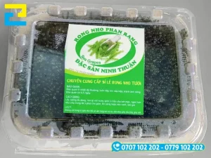 Kích thước in tem nhãn rong nho phụ thuộc vào dạng bao bì đóng gói rong nho