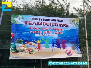 Backdrop, background du lịch in trên bạt hiflex giá rẻ, dễ bố trí