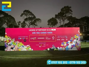 Backdrop công ty teambuilding trên formex in sắc nét