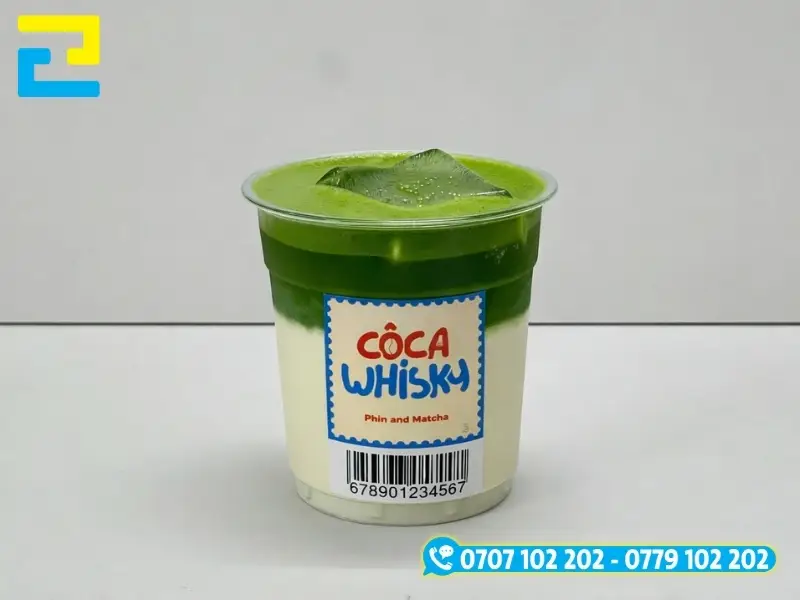 Decal in mã vạch chất liệu decal chống ẩm, khó rách phù hợp dán trà sữa, cafe tại Đà Lạt