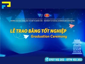 Background lễ trao bằng tốt nghiệp Trường Đại học Khoa học Xã hộ và Nhân văn