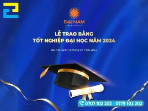 Backdrop, background lễ tốt nghiệp tông màu xanh đậm trang trí hoạ tiết mũ cử nhân