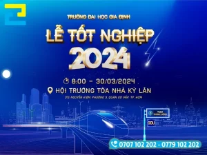 Backdrop, background lễ tốt nghiệp thường được thiết kế với tông màu xanh dương đậm