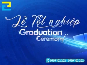 Thiết kế background lễ tốt nghiệp kết hợp chữ nghệ thuật cỡ lỡn