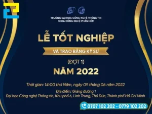 Background lễ tốt nghiệp và trao bằng tông màu xanh than chữ vàng nổi bật