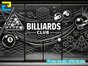 Phong cách Line Art và hình khối 3D, chất liệu in decal trong dán kính CLB bida
