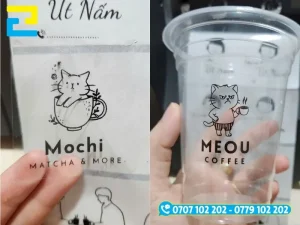 Decal trong suốt dán ly cho các quán trà sữa, cafe tại Long Xuyên