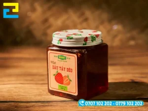 Tem nhãn in trên giấy couche phù hợp mứt dâu tây bảo quản khô