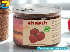 In tem nhãn mứt dâu tây tại In Ấn 2H