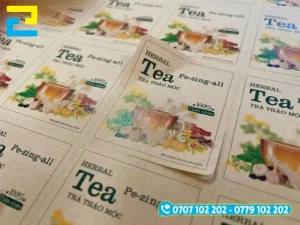 Tem nhãn sản phẩm in trên giấy tạo cảm giác mộc mạc, gần gũi thiên nhiên