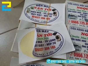Decal nhựa in tem nhãn sửa chữa điện lạnh có khả năng chịu nhiệt tốt