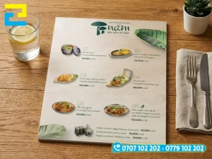 In UV PET dẻo ứng dụng phổ biến cho in menu, hastag, standee và tem nhãn sản phẩm