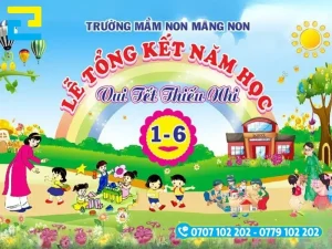 Backdrop Tết Thiếu nhi thường có những hình ảnh em nhỏ vui chơi, hình ảnh cây cỏ hoa lá,... và thông điệp