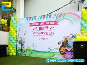 Loại backdrop này thường được ứng dụng để làm phông nền cho sự kiện Quốc Tế Thiếu nhi 1/6 được tổ chức tại những trường mầm non, tiểu học,...
