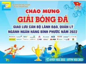 Mẫu 7: Phông nền giải bóng đá giao lưu cán bộ lãnh đạo, quản lý ngành ngân hàng tỉnh Bình Phước năm 2022