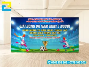 Mẫu 1: Phông nền giải bóng đá nam mini 5 người