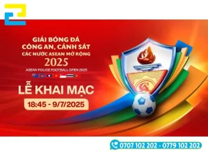 Mẫu 4: Phông nền lễ khai mạc giải bóng đá Công an, Cảnh sát
