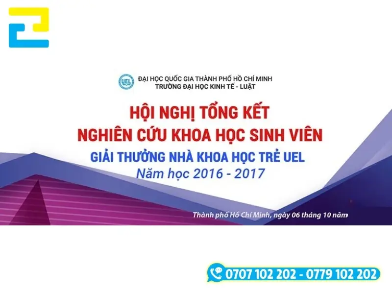 Mẫu 20: Phông nền có tông màu trắng chủ đạo, có những thông tin như: Địa điểm, ngày tháng tổ chức hội nghị, tên hội nghị,… được thiết kế với kích thước, bố cục hợp lý