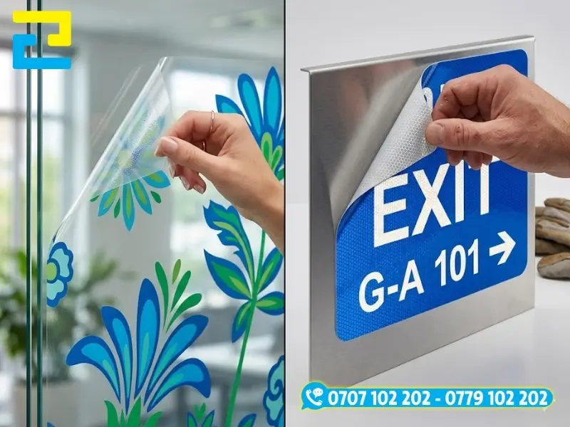 In decal trong suốt màu sắc nét và decal 3M bám chắc, trang trí cho quán, cửa hàng Long An
