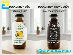 In decal Bắc Giang với chất liệu decal nhựa sữa chống nước và decal trong suốt in màu sắc nét