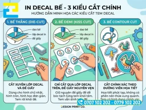 Thành phẩm tem nhãn được gia công cắt bế chuẩn xác theo hình dáng thiết kế