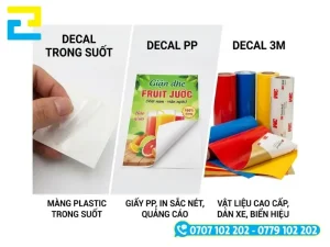 3 chất liệu decal trong suốt, decal pp, decal 3M in sticker trang trí, poster quảng cáo và làm biển hiệu các quán cà phê quán ăn và cửa hàng tại Cần Thơ