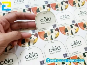 Mẫu tem nhãn decal nhựa sữa chống ẩm in thông tin thương hiệu dán trên bao bì