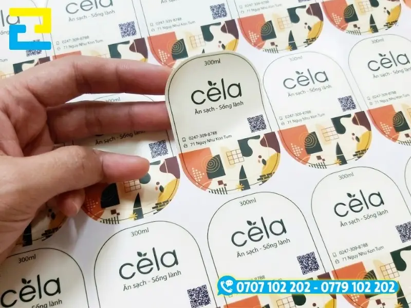 Mẫu tem nhãn decal nhựa sữa chống ẩm in thông tin thương hiệu dán trên bao bì
