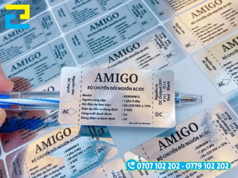 In tem nhãn trên decal xi bạc có bộ bền cao, chống trầy xước tốt
